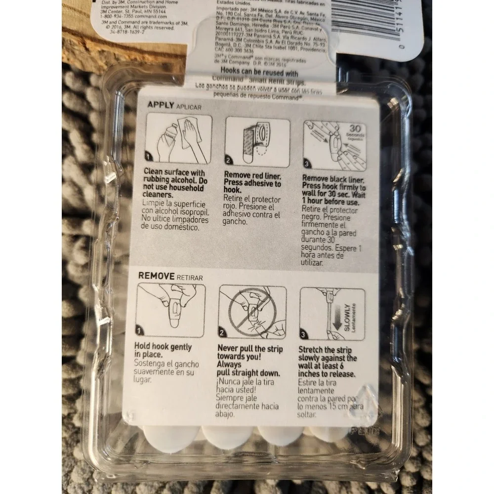 Command 1/2‎ lbs. Mini White Wall Mount Adhesive Utility Hooks Strips Value Pack